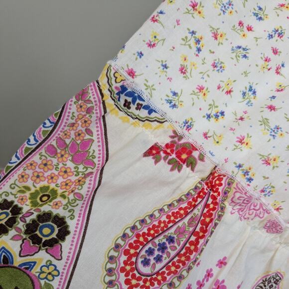 Y2K Maxi Dress M Brown White Babydoll Floral Boho Hippie Tiered Beachy - Picture 7 of 9